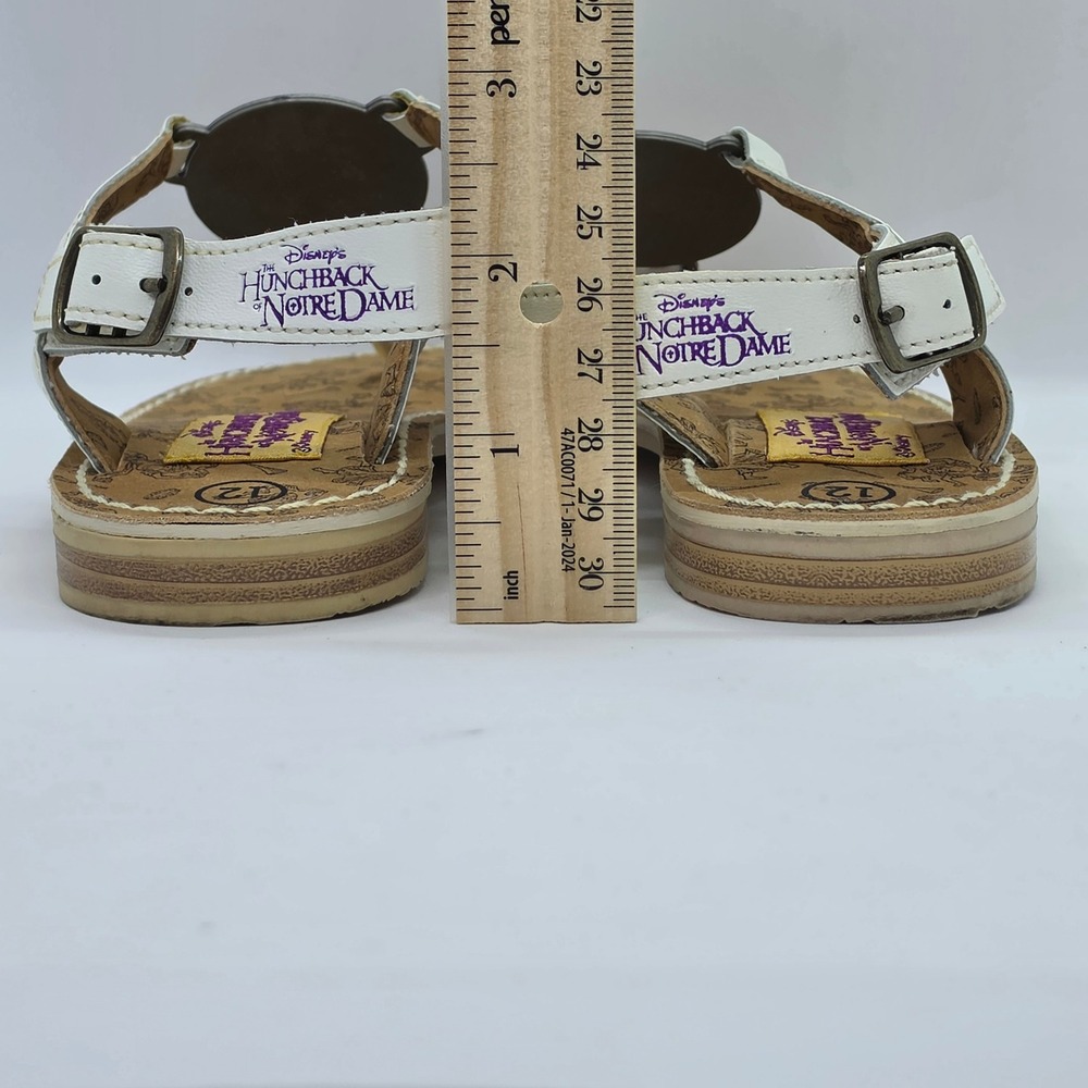 Vintage Disney Hunchback of Notre Dame Sun Moon Sandals Kids Size 12 White 90s - Picture 6 of 11